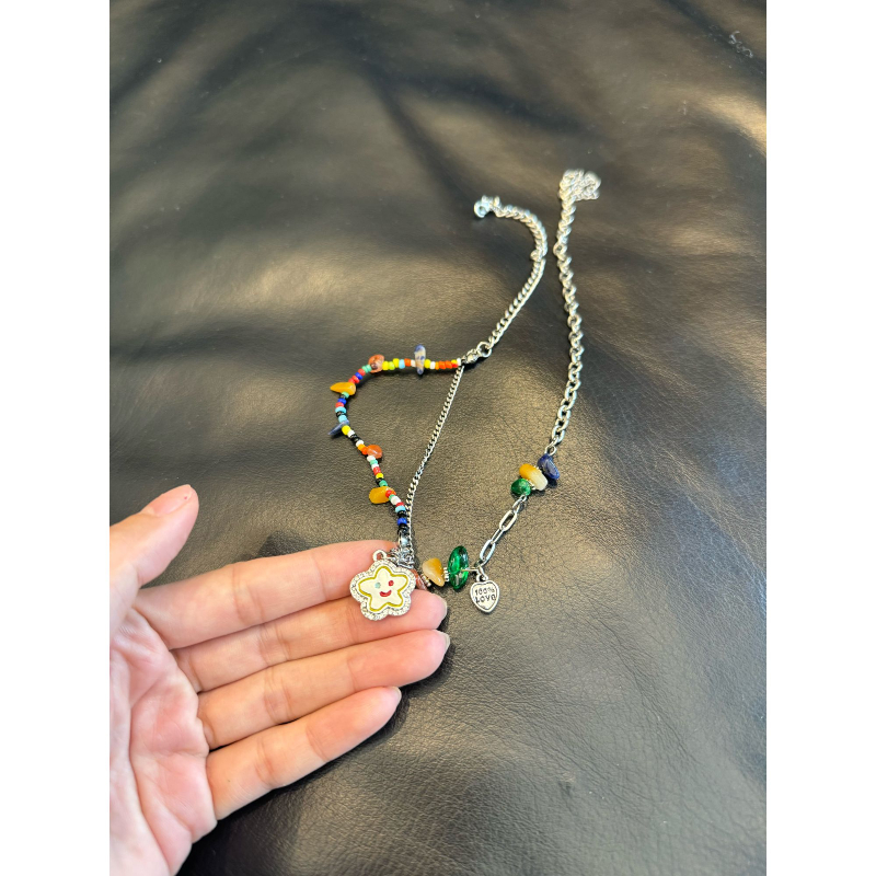 【笑脸星星】春夏韩版彩色亚克力星星项链-XL7836