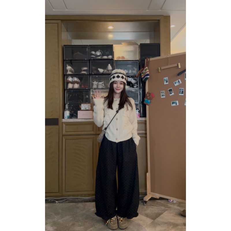 【波点花边裤】小香风法式时尚花边秋冬休闲裤-CK20251235