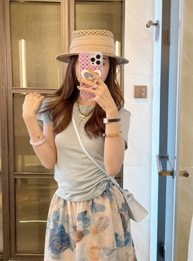 【蓝蓝天丝】夏季时尚百搭设计款天丝短袖-DX2025708