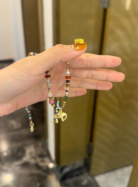 TWINKLE跳跳【彩珠大象】夏季多巴胺新中式大象项链-XL88990