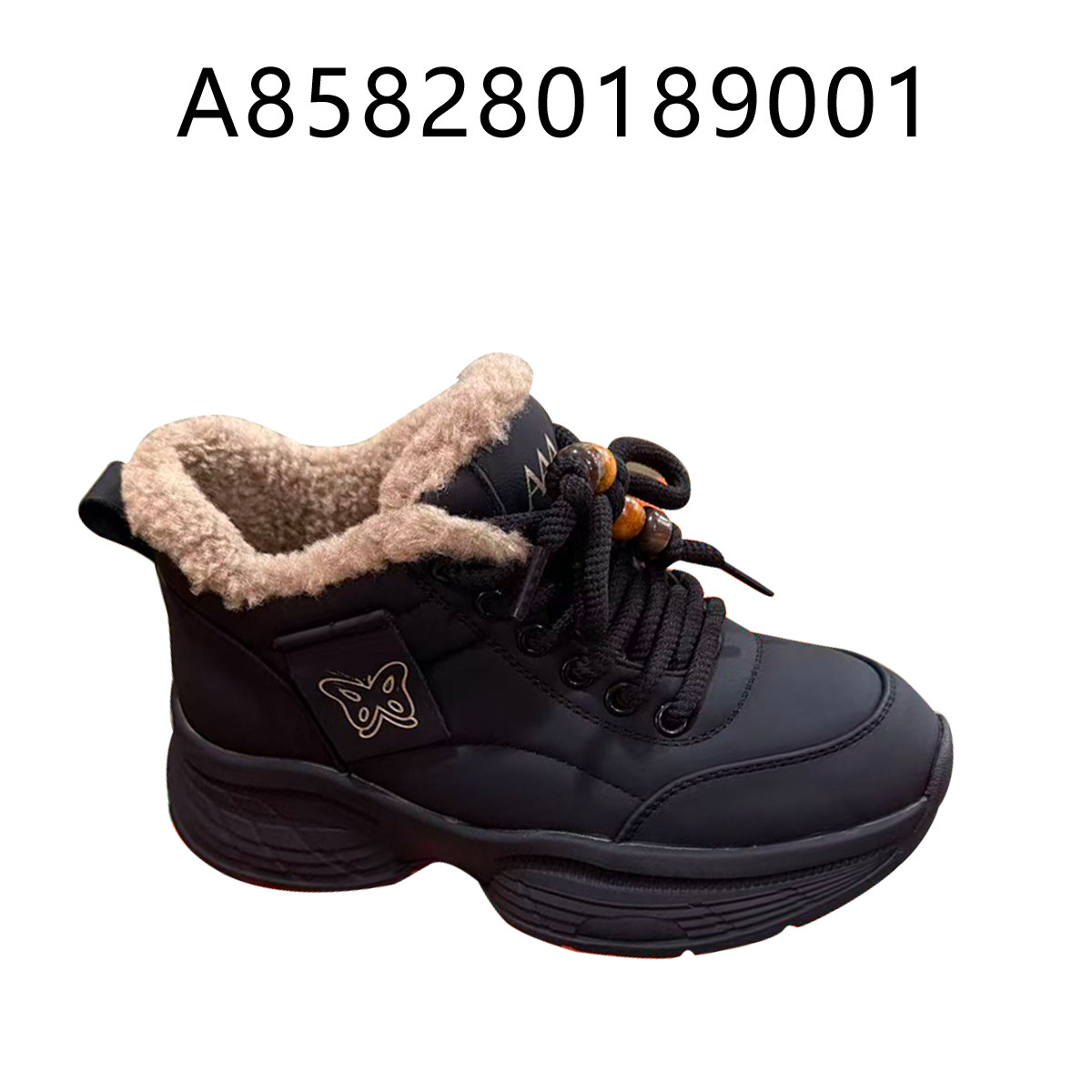 【CC家CC】简约舒适厚底加绒拼接前系带休闲运动鞋女A858280189