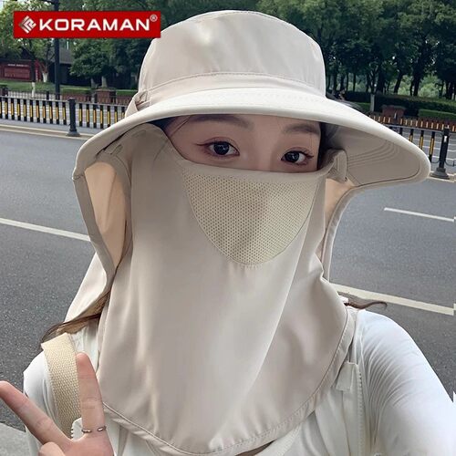 全方位遮阳防晒帽女夏大帽檐太阳帽全护面罩防紫外线户外帽子