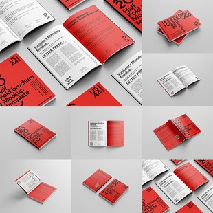 A4画册书籍杂志封面内页VI效果图展示PS贴图样机设计素材模板PS