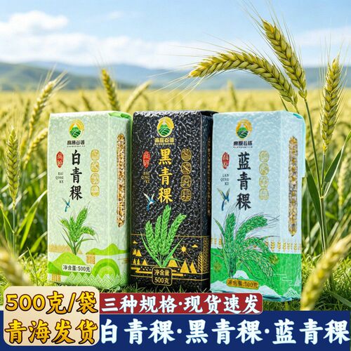 青海特产高原谷语黑青稞米白青稞米蓝青稞粗粮谷物煮粥大麦仁甜醅