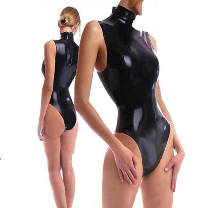 乳胶衣 无袖 泳衣 高领 高弹力 latex swimsuit 定制