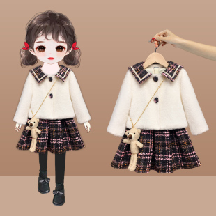 女童连衣裙秋冬2025新款时髦2件套裙3岁公主裙洋气儿童裙子套装