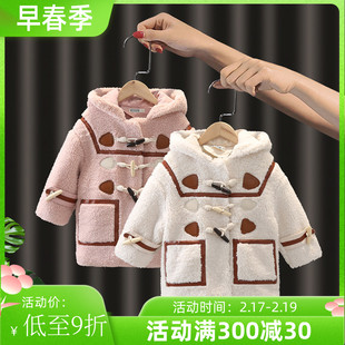 女宝宝秋冬大衣女童冬季新款毛毛衣小童加绒加厚羊羔绒外套儿童潮