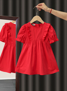 【反季特价】女宝宝红色连衣裙夏季1儿童裙子女童3周岁小童公主裙