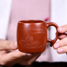 宜兴紫砂壶茶杯功夫主人杯大小茶杯单个品茗杯子带把纯手工斗笠杯