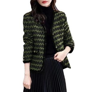 卡沃利香风外套女短款2026秋冬新款羊毛粗花呢子名媛修身上衣外套