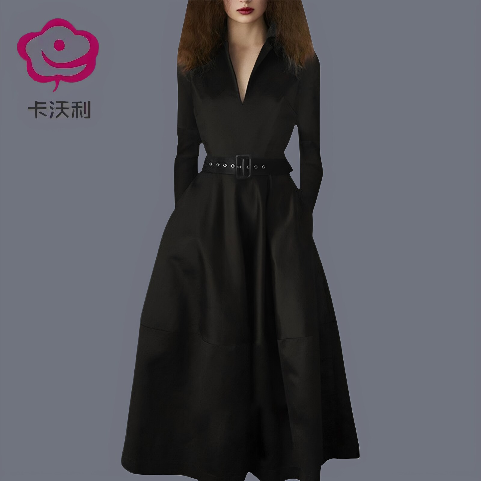 春秋新款时尚长袖连衣裙女打底裙复古气质修身显瘦礼服裙子中长裙