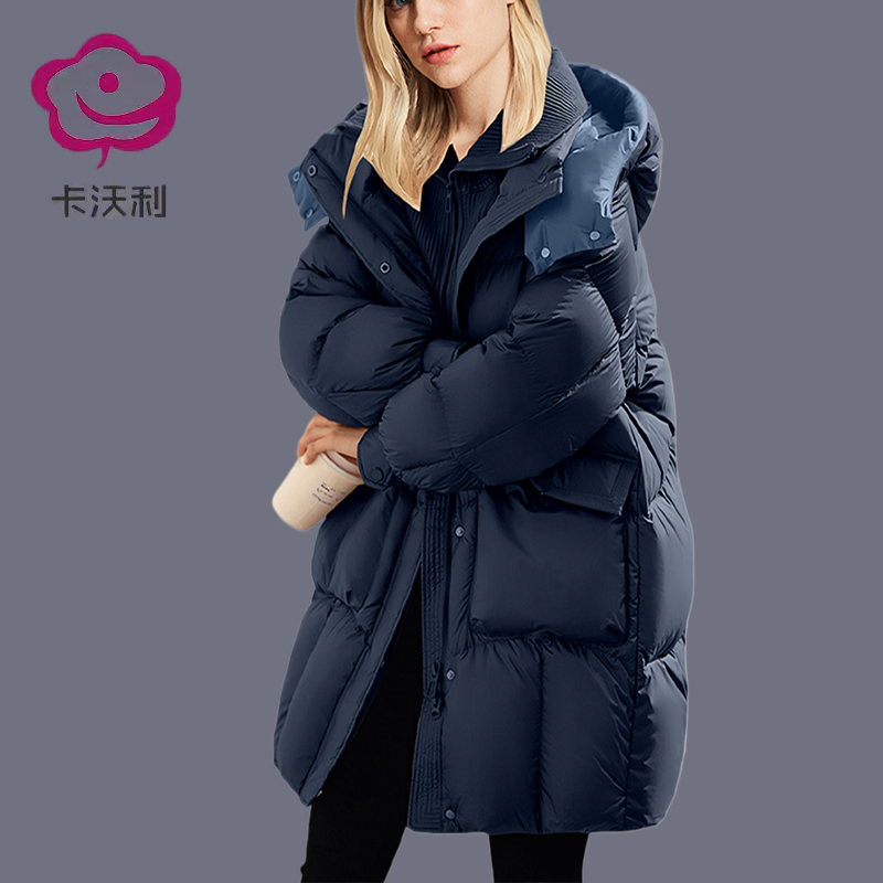 卡沃利休闲中长款立领宽松时尚