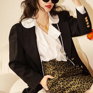 断码 高定级别 奢牌剪裁工艺 含羊毛法式宫廷羊腿袖西服外套女秋