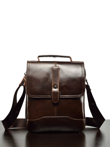 Мужская кожаная ретро вместительная и большая сумка на одно плечо для отдыха, из натуральной кожи, воловья кожа, коллекция 2023