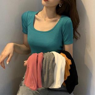 T恤女装 露脐上衣女衣服 新款 打底衫 短袖 修身 女2023夏季 韩版