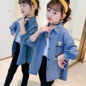 宽松洋气衬衣中大童超软百搭儿童外套 新款 女童牛仔衬衫 2025春秋季