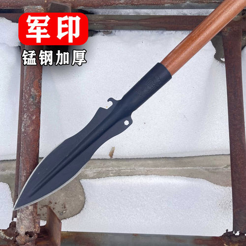 全钢矛头铲子锋利锰钢户外园艺野营探险一体工具多功能祖鲁霸王枪