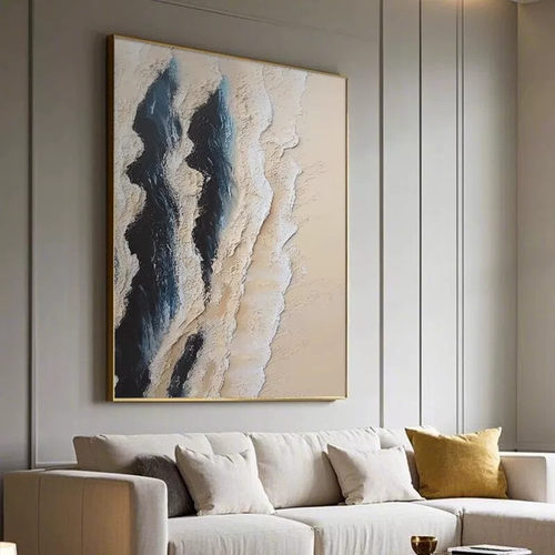 现代轻奢入户玄关装饰画沙发背景落地画海浪极简餐厅挂画走廊壁画