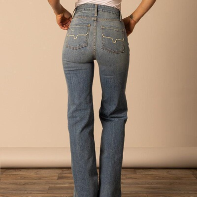 Comfortable high rise stretch blue Jeans