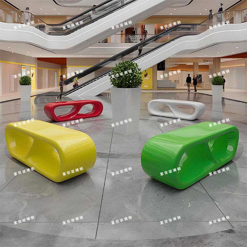 玻璃纤维座椅长条椅户外景观树池椅休闲椅商场公共休息区鹅软石坐
