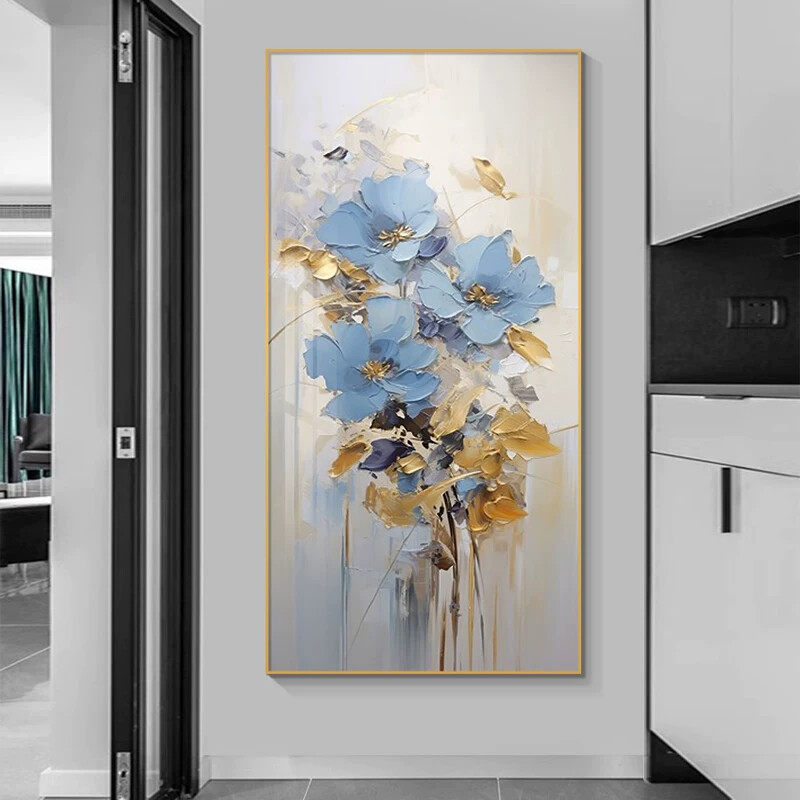 入户玄关装饰画奶油风花卉挂画正对门走廊过道现代轻奢壁画油画