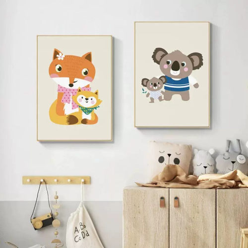 儿童房装饰画幼儿园卡通挂画可爱动物壁画男孩女孩卧室床头墙画