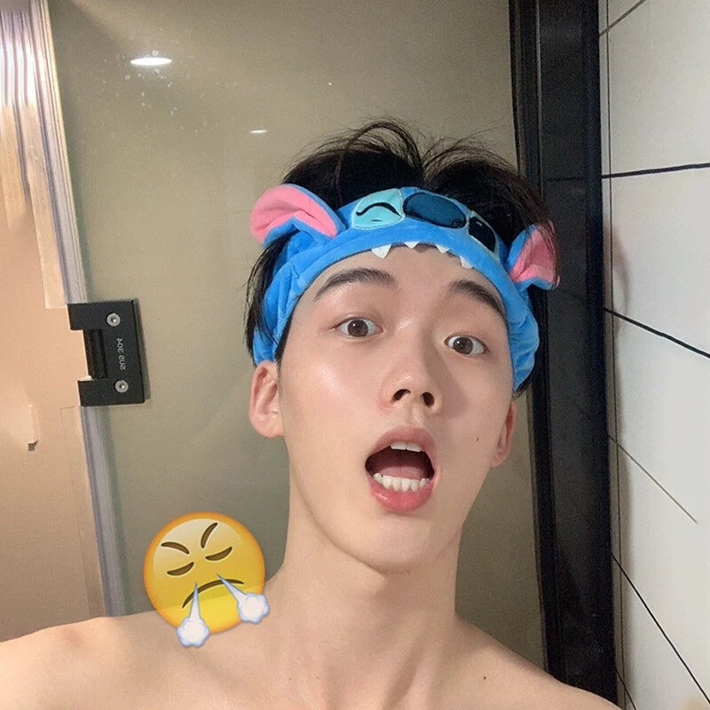 史迪仔发箍男生洗脸专用神器敷面膜束发带不压头发可爱百搭搞怪