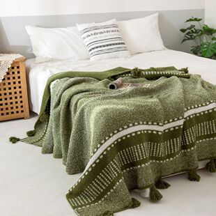 北欧两用ins风针织单人午休毛毯沙发午睡盖毯双面流苏新款加厚