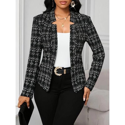 P 29100 Women's Checkered Blazer 格纹小西装 欧美跨境亚马逊外