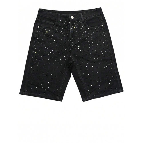 J 79395 Rhinestone Denim 5-Point Shorts 烫钻牛仔休闲五分裤