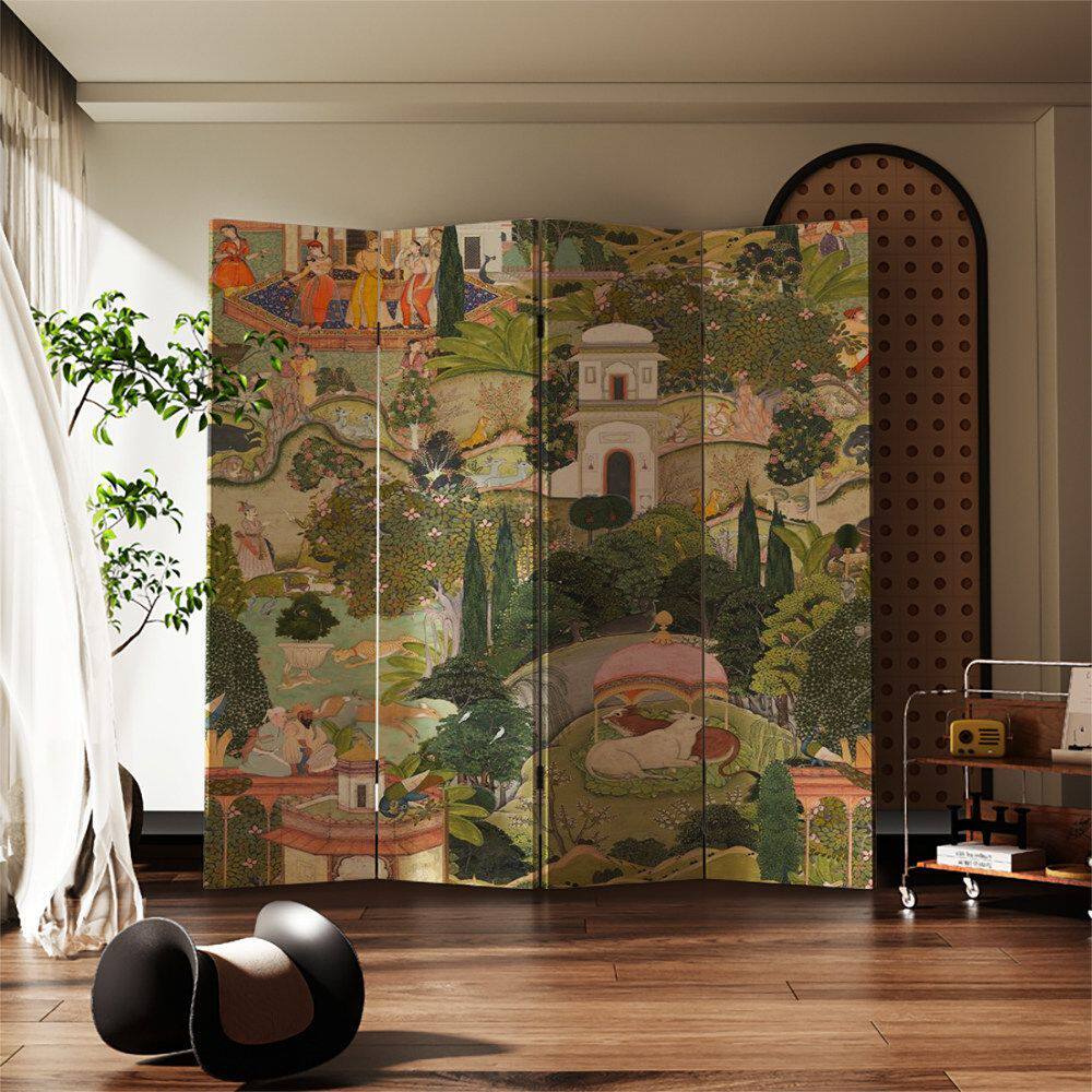 美式复古田园风隔断客厅屏风入户遮挡装饰折叠移动背景墙折屏