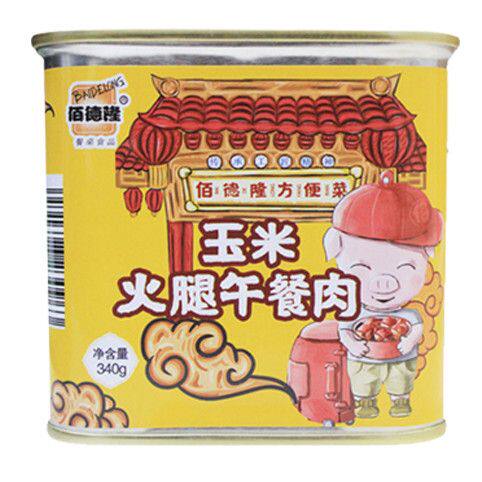 玉米火腿午餐肉340g*1火锅三明治大块肉五香即食猪肉肉类罐装肉粒