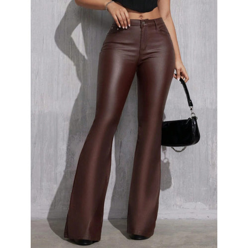 J 58520 High Waist PU Leather Wide Leg Pants 高腰 PU 皮阔腿