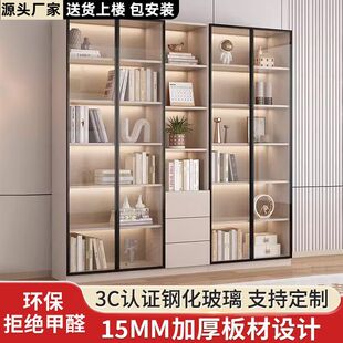 新款家用书柜玻璃门组合多功能收纳柜展示柜加高玻璃展示柜储藏柜