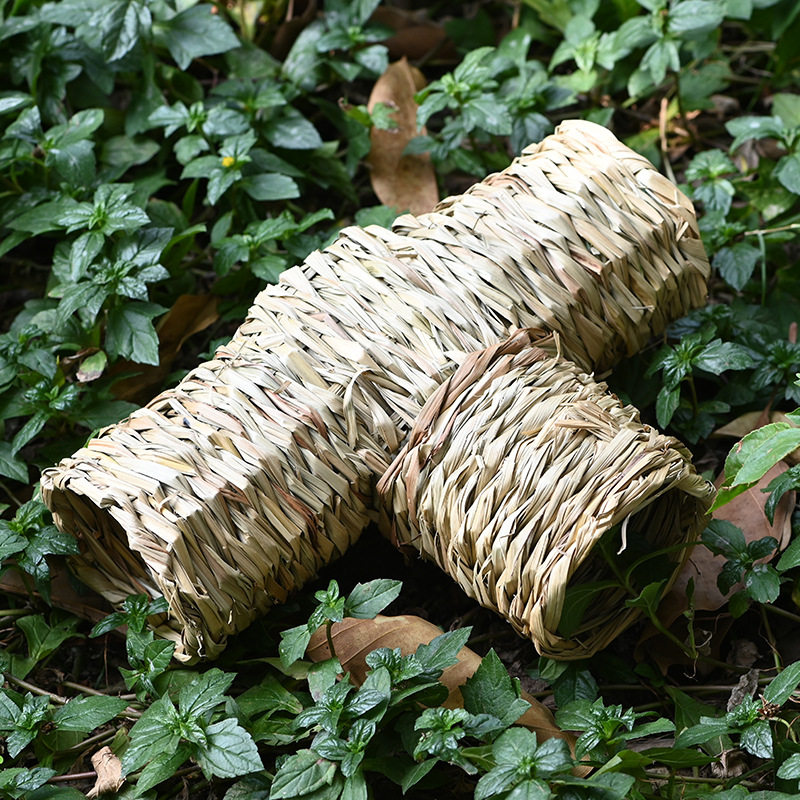 爆款异宠天然多孔躲避管道草编仓鼠金丝熊兔子龙猫磨牙造景玩具窝