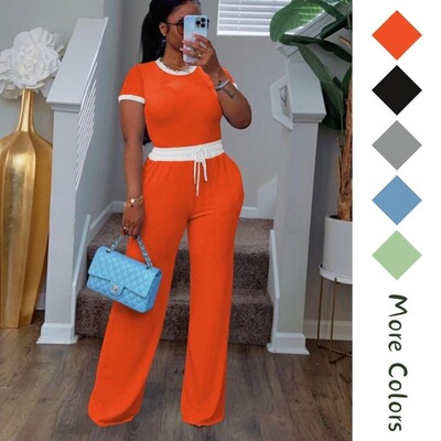 Womens two Piece Outfits Casual Sweatsuits Set Short Sleeve