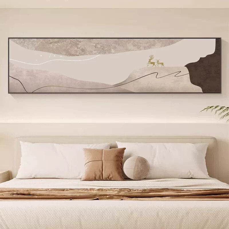 抽象卧室床头装饰画侘寂风主卧背景壁画现代简约酒店房间宾馆挂画