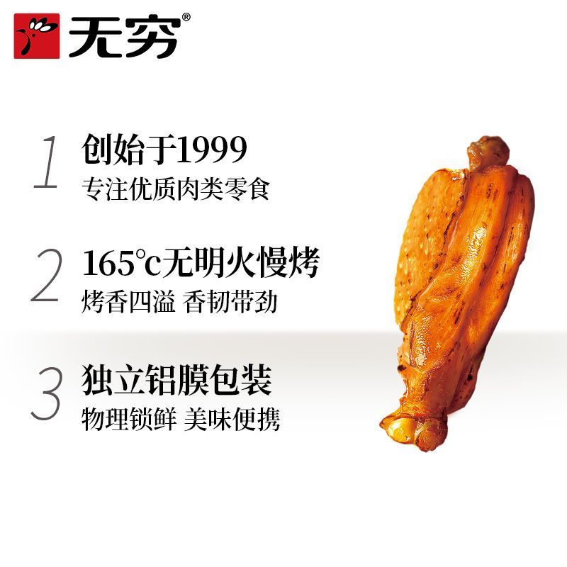 无穷蜂蜜烤鸡肩胛骨肉160g伴翅网红休闲零食鸡肉开袋即食