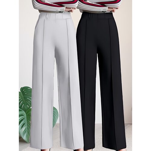 E 28207L Solid Color High Waist Wide Leg Pants 纯色高腰阔腿