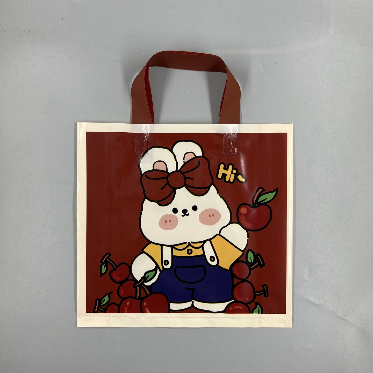 漂亮礼品袋红色小兔子手提袋可爱童装包装袋新年礼品袋加厚塑料服