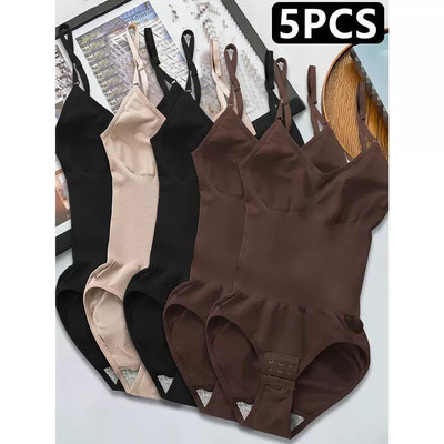 5pcs Women's Seams Bodysuit with Abdominal