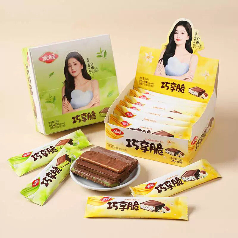 金冠巧享脆巧克力涂层抹茶冰淇淋口味黑饼干夹心夜宵下午茶甜食品