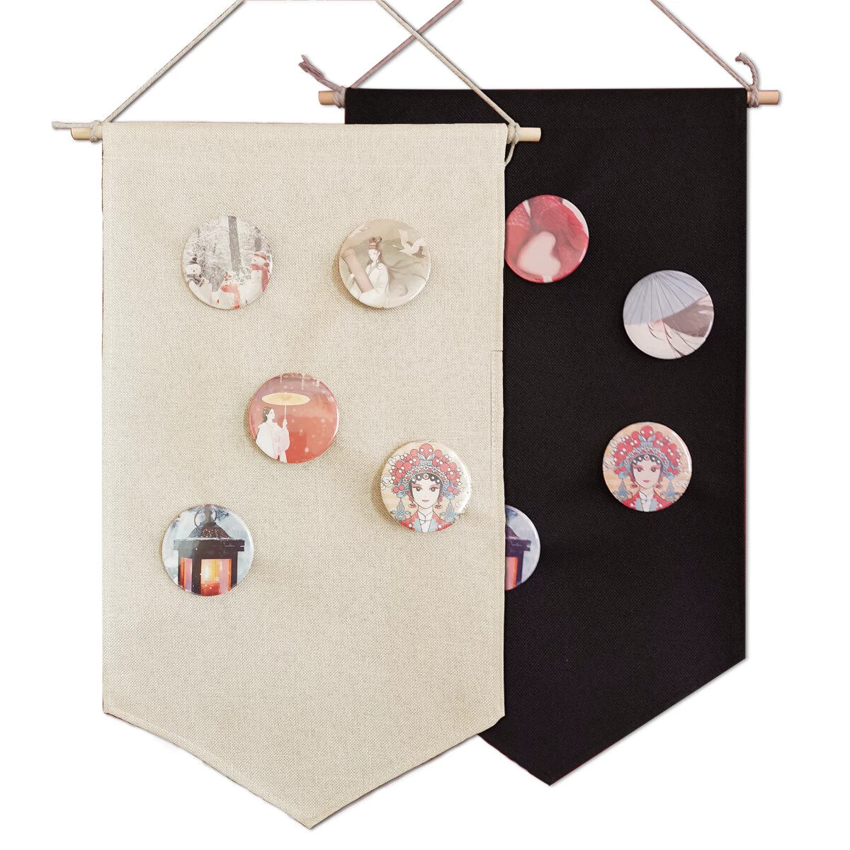 北欧风格胸针展示挂布 大号卡其与黑色双色饰品展示布