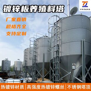鸡舍饲料塔15吨 养殖鸭舍猪舍料线配件 饲料塔养殖镀锌板料塔 散装