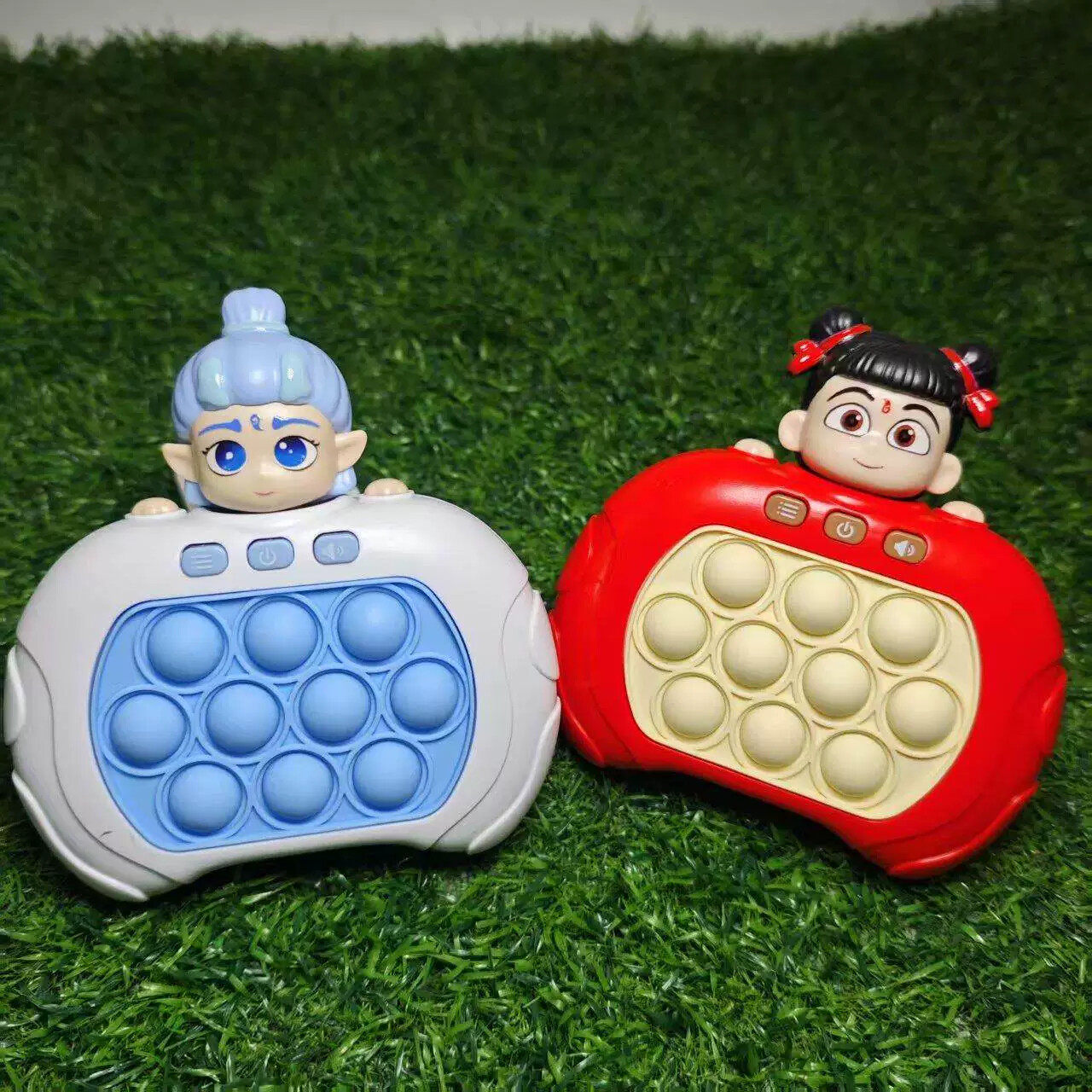 儿童敖丙哪吒按乐速推游戏机玩具解压益智闯关打地鼠专注女孩训练