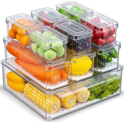 Pack Fridge Organizer Stackable Refrigerator Bins with