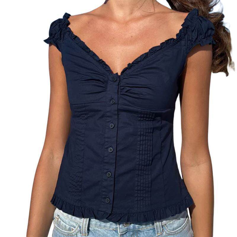 E 68097 Ballet style ruffle women's tee 芭蕾风荷叶边女士 T