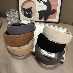 复古港风简约素色百搭宽边压发夹韩版针织时尚发带式发箍发箍发饰