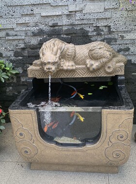 户外庭院鱼缸水循环花园水池造景装饰仿石雕吸水兽蚣腹鱼池摆件厂