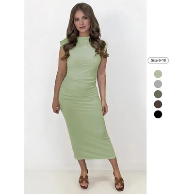Womens Vibrant Casual Thin Waist Sleeveless Ruched